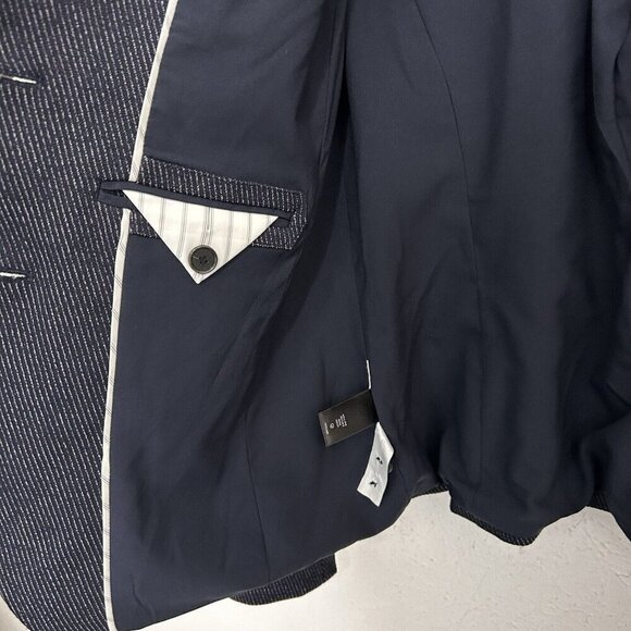 Ann Taylor Dark Blue Twill Blazer Jacket Size 8 Two Buttons Two Pockets Career - Picture 9 of 12